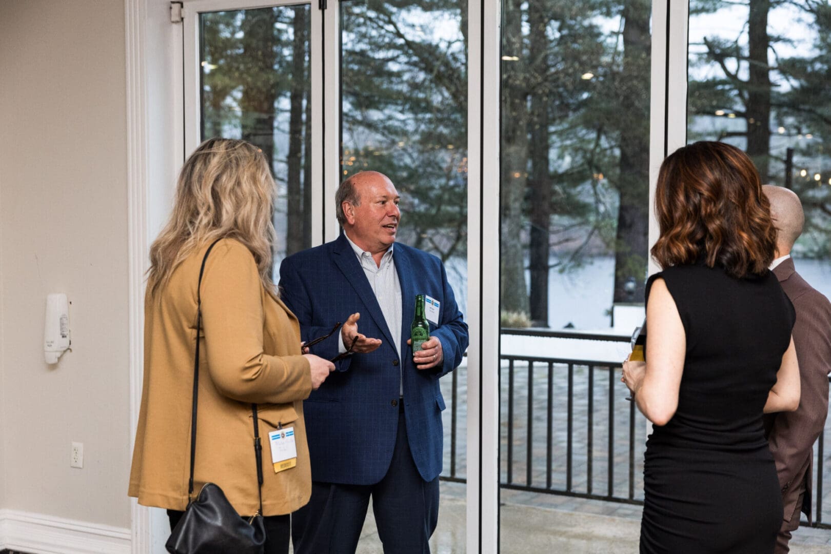 Business people chatting at a networking event.