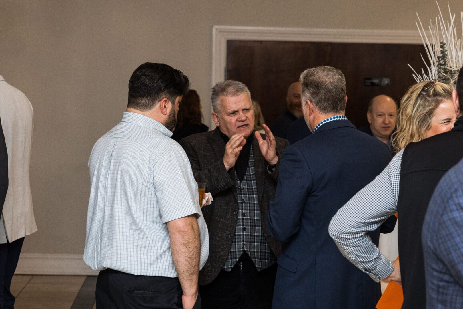 A group of people are having a conversation.