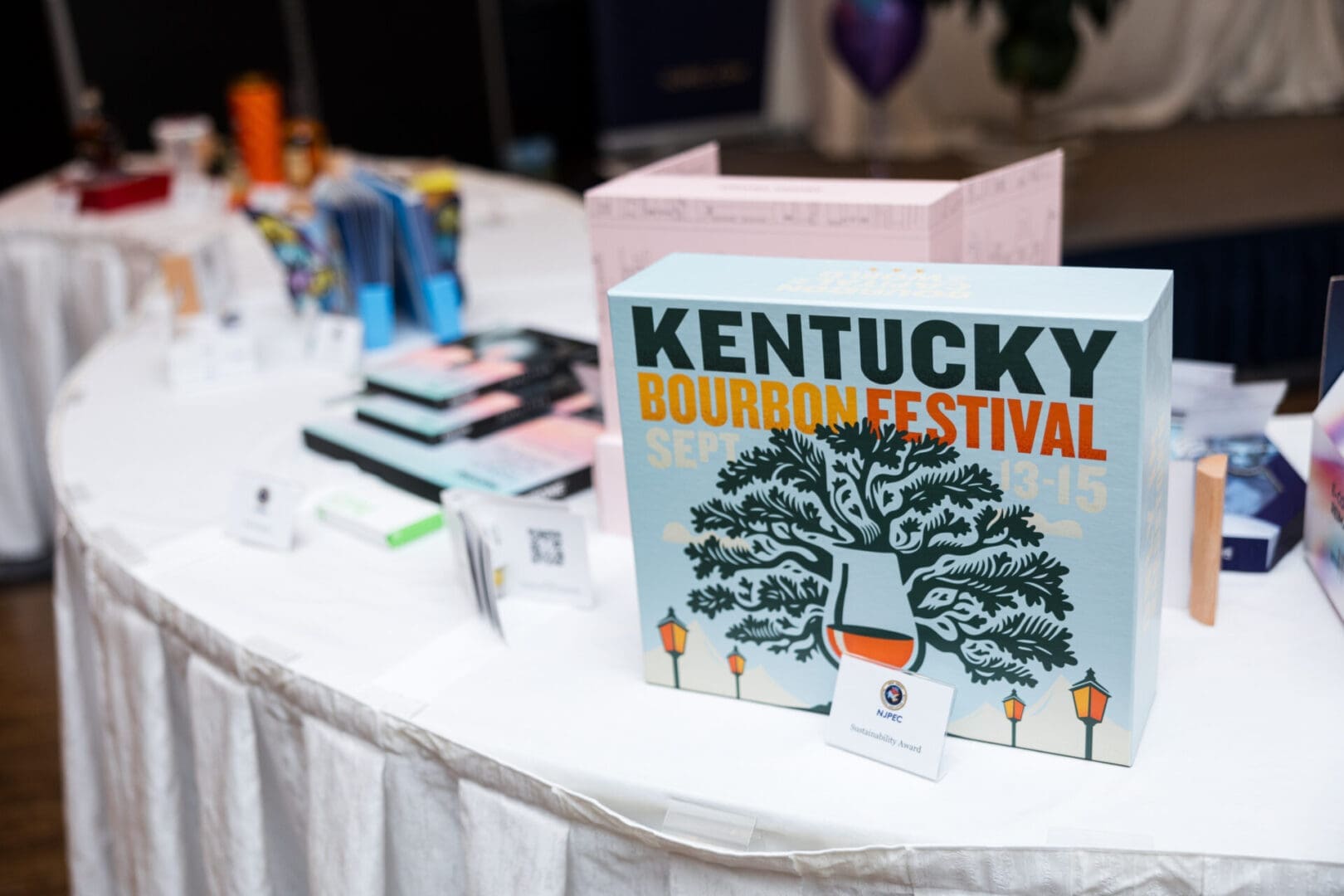 Kentucky Bourbon Festival promotional materials on table.