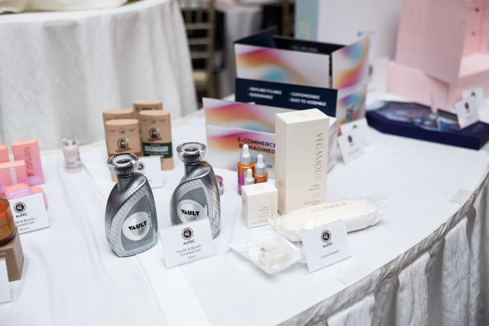 Various beauty and personal care products displayed.