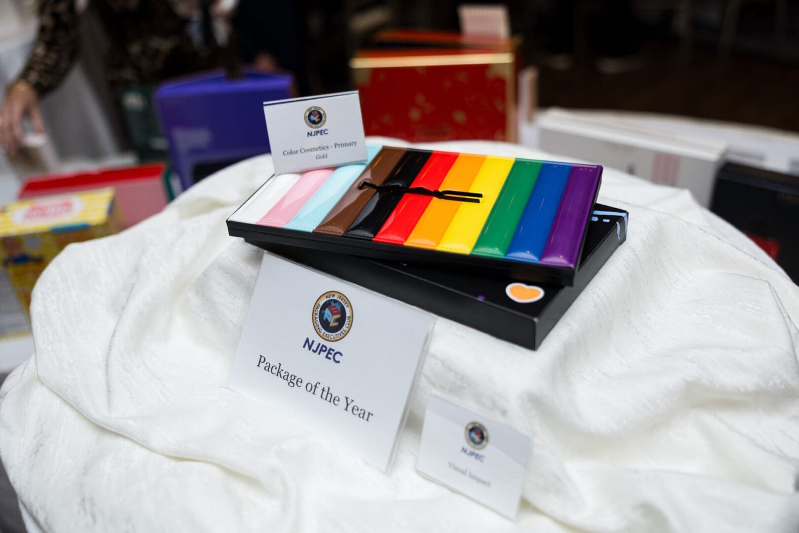 Color cosmetics palette on display for awards.
